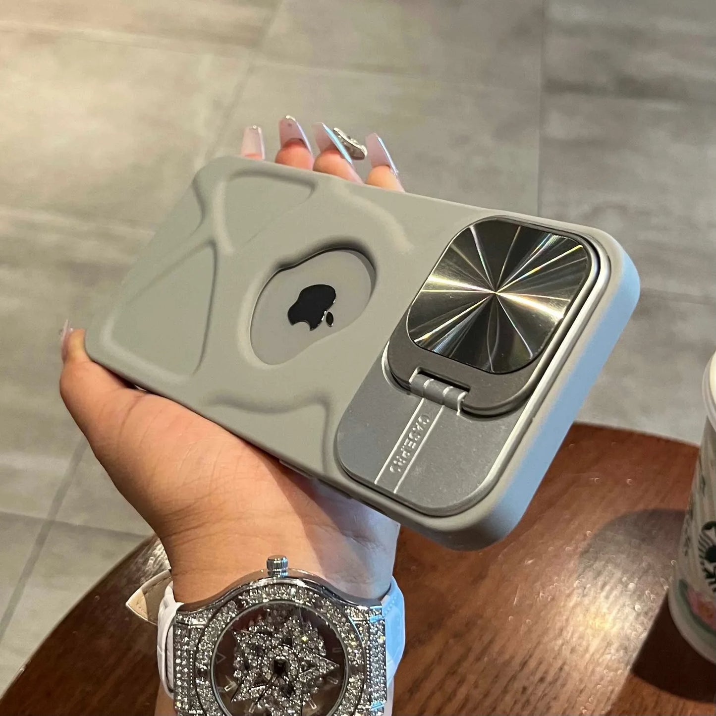 Premium Silicone Case, Magnetic Case with Camera Lens Protection Stand, MagSafe Charging and Unique Design