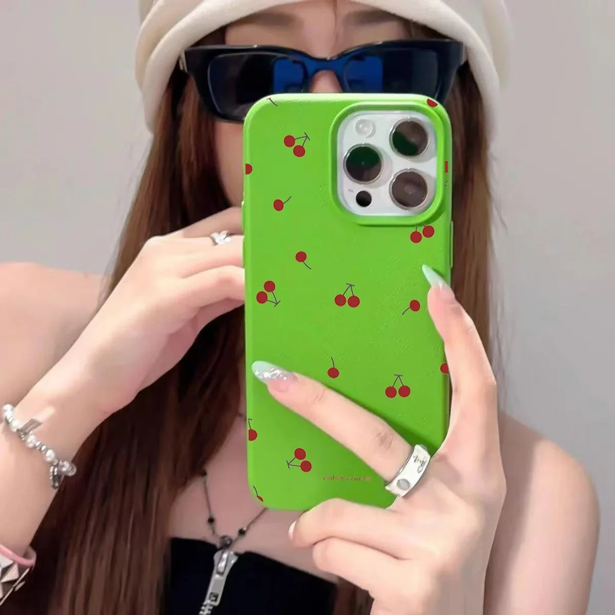High Quality Silicone Phone Case, Cherry Design, Full Coverage Case, Shockproof Resistant