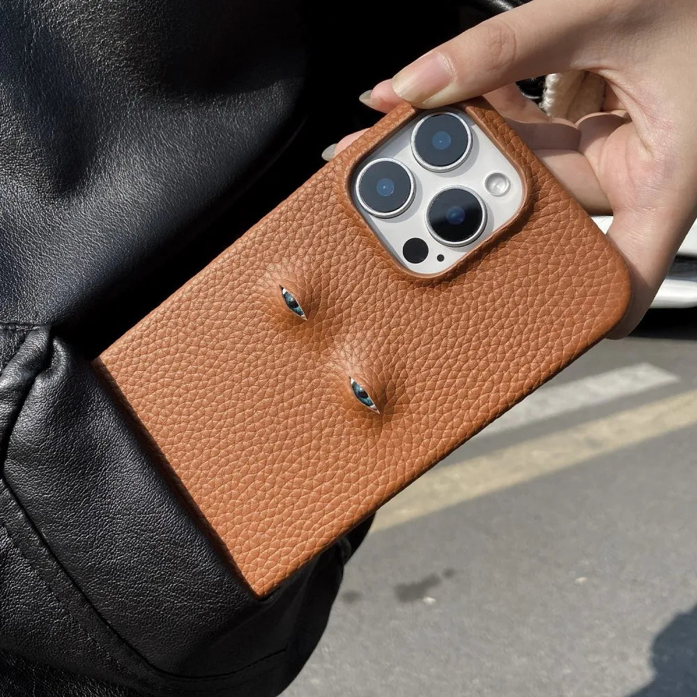 High Quality Leather for iPhone, Unique Eye Design, Full Back Cover Phone Case, Shock-proof Resistant and Anti-fingerprint Leather