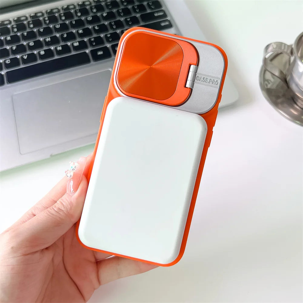 Premium Silicone Case, Magnetic Case with Camera Lens Protection Stand, MagSafe Charging and Unique Design