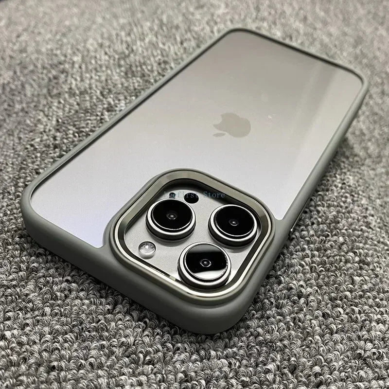 High Quality Transparent Silicone Phone Case for iPhone, Metal Frame Case, Shockproof Bumper Cover
