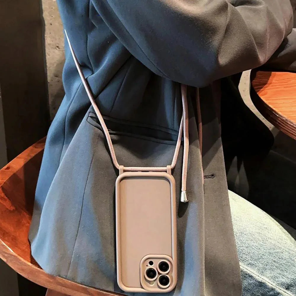 High Quality iPhone Case with Crossbody Adjustable Strap, Premium Silicone Case