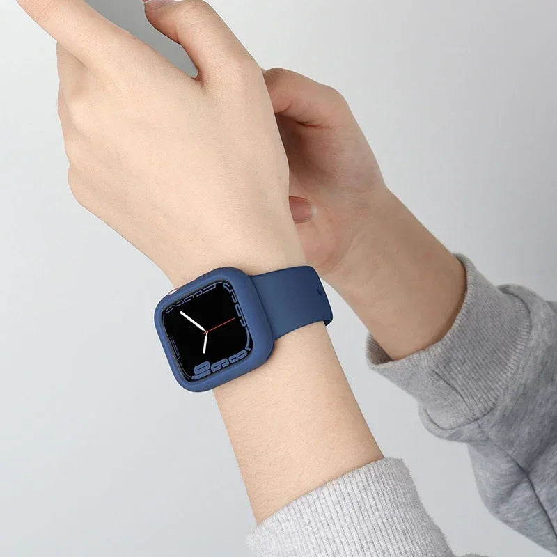 Premium Soft Silicone Case for Apple Watch 9 8 7 6 5, Series 44mm 40mm 41mm.