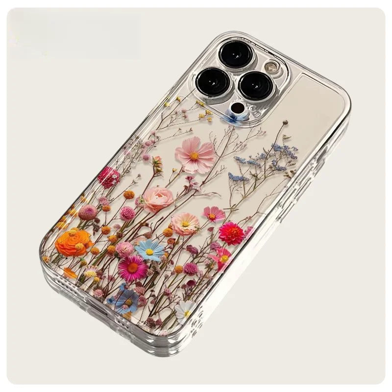 Premium Transparent iPhone Case with Flower Print, All Around Protection Phone Case, Shock-proof Resistant