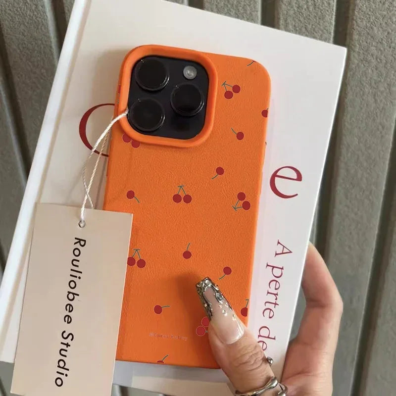 High Quality Silicone Phone Case, Cherry Design, Full Coverage Case, Shockproof Resistant