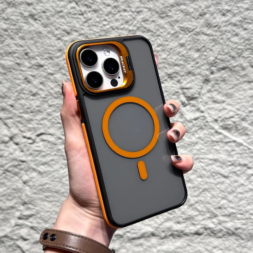 Luxury Matte Case for iPhone, Shockproof Case with Camera Lens Protection, Magnetic and Magsafe Case