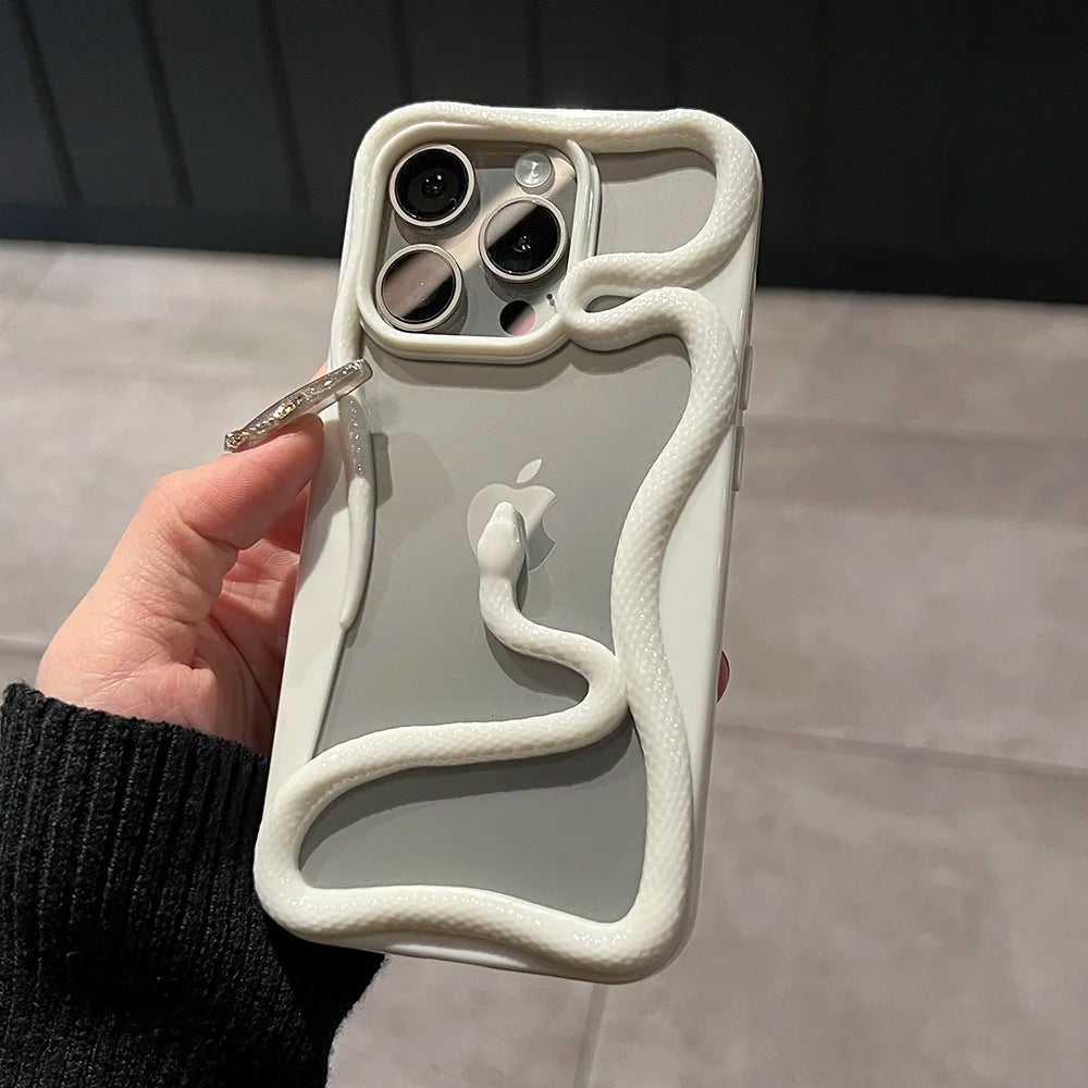 Luxury Plating 3D Snake Phone Case For iPhone, Fashion Creativity, Shockproof Cover, Unique Design