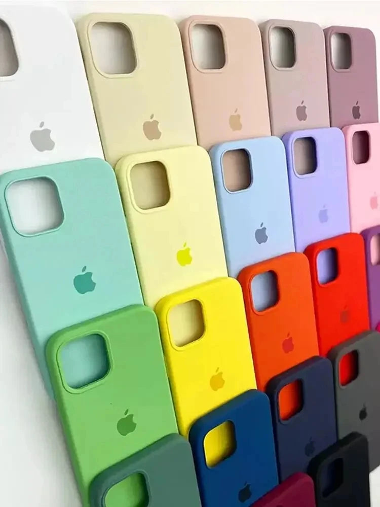 Luxury Silicone Case for iPhone, Full Logo Cover, Unique Colors, All Around Protection Phone Case