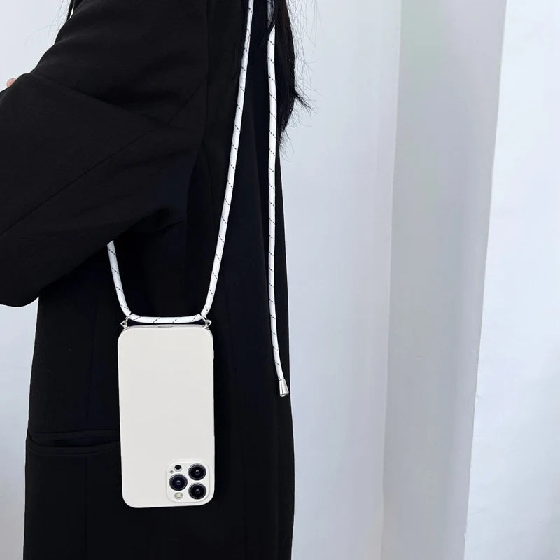 Premium Crossbody Silicone Case For iPhone, All Around Protection iPhone Case with Camera Lens Protection