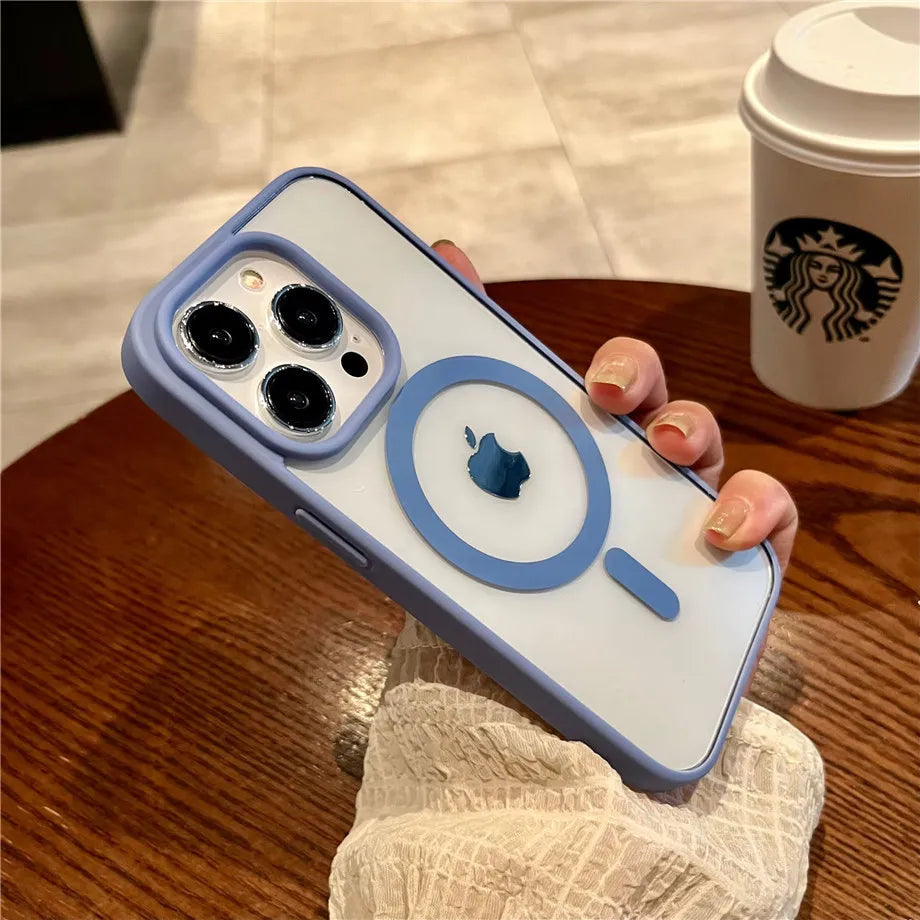 Luxury Magnetic and Wireless Charging Phone Case, Magsafe Case for iPhone, Shockproof and Soft Transparent Bumper Cover