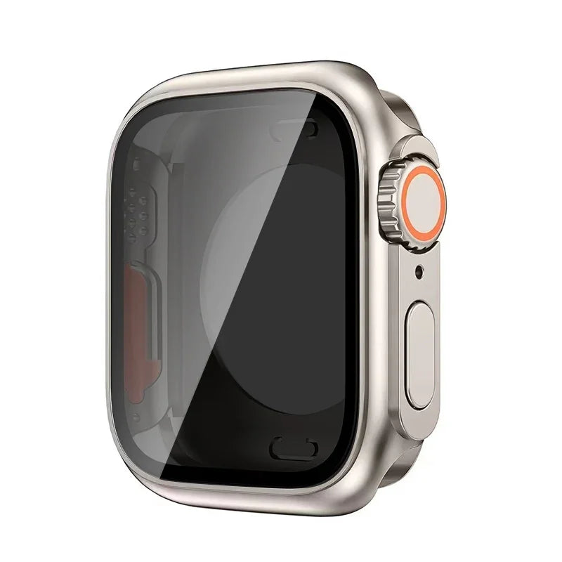 Premium Privacy Glass + Case for Apple Watch, 45mm 41mm 44mm 40mm, All Around Screen Protector, Waterproof Case for iWatch 8 7 6 5 4 SE 9.