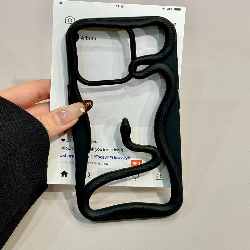 Luxury Plating 3D Snake Phone Case For iPhone, Fashion Creativity, Shockproof Cover, Unique Design