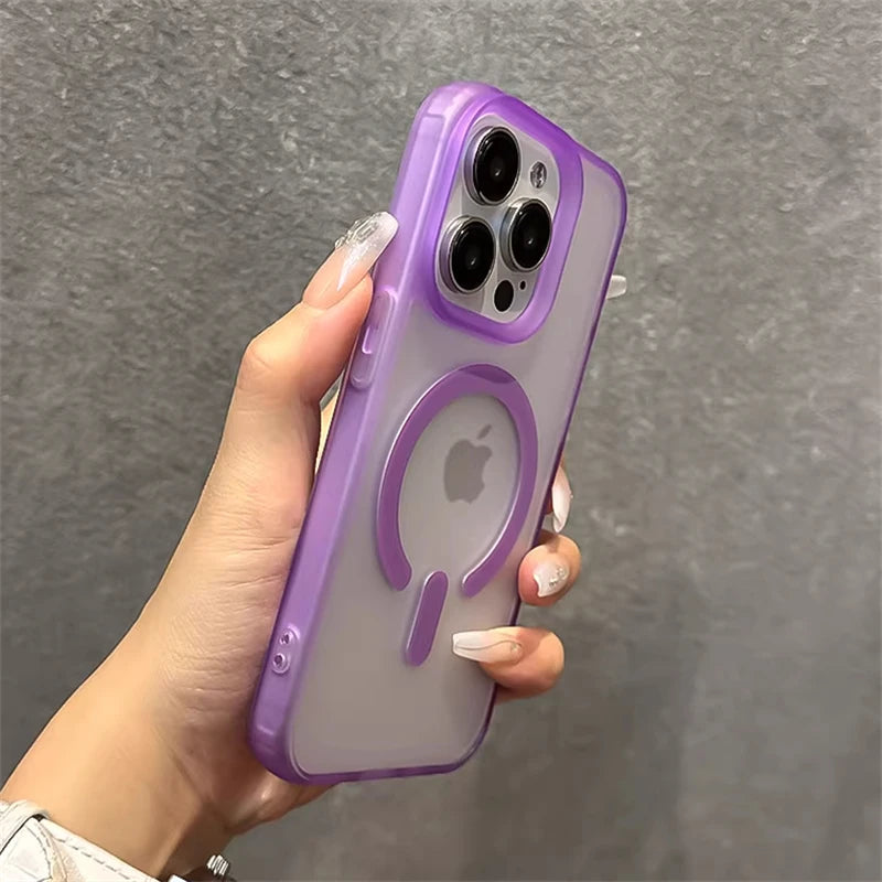 High Quality Translucent Material, For MagSafe Magnetic and Wireless Charging Case For iPhone, Jelly Bumper Shockproof Cover