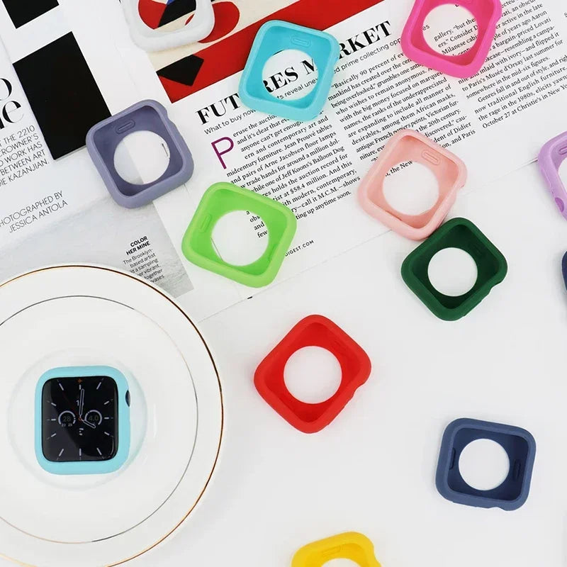 Premium Soft Silicone Case for Apple Watch 9 8 7 6 5, Series 44mm 40mm 41mm.
