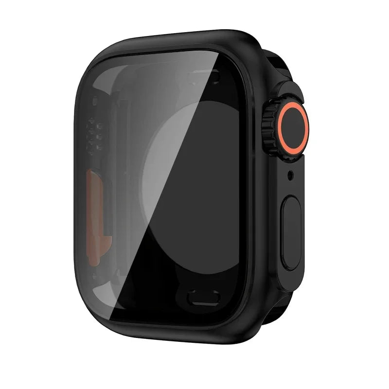 Premium Privacy Glass + Case for Apple Watch, 45mm 41mm 44mm 40mm, All Around Screen Protector, Waterproof Case for iWatch 8 7 6 5 4 SE 9.