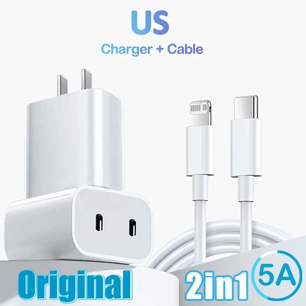Premium Dual USB C Charger, Fast Charge USB Type C for iPhone