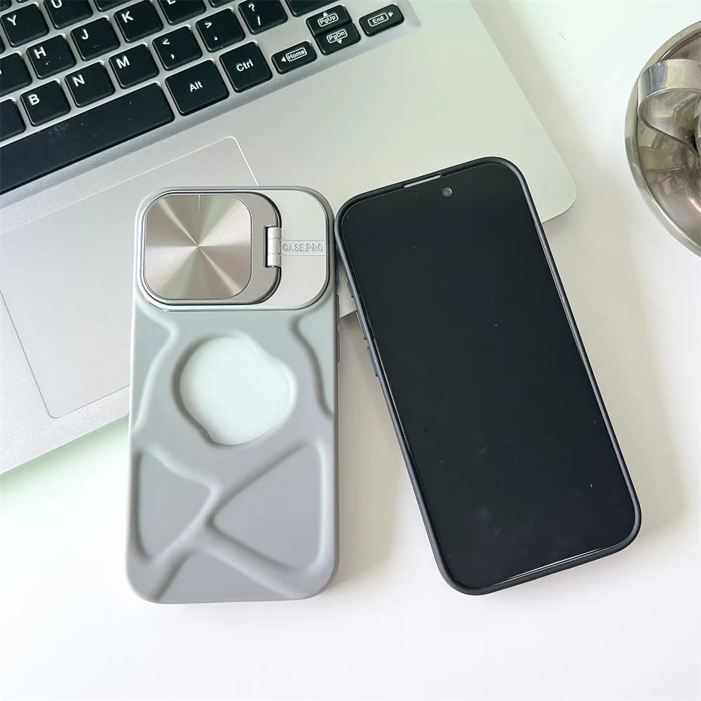 Premium Silicone Case, Magnetic Case with Camera Lens Protection Stand, MagSafe Charging and Unique Design