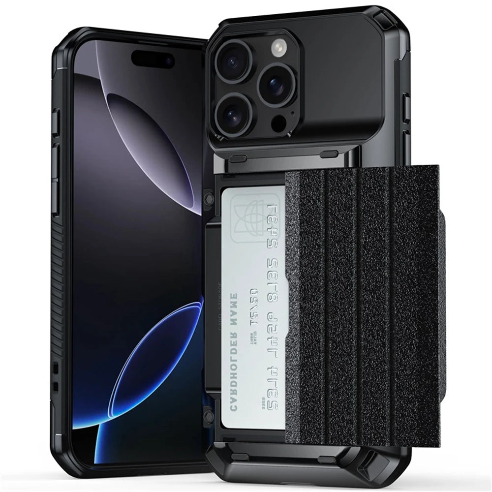 Military High Protection Phone Case for iPhone with Card Holder, Camera Lens Protection, All Around Protection