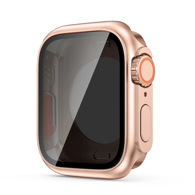 Premium Privacy Glass + Case for Apple Watch, 45mm 41mm 44mm 40mm, All Around Screen Protector, Waterproof Case for iWatch 8 7 6 5 4 SE 9.