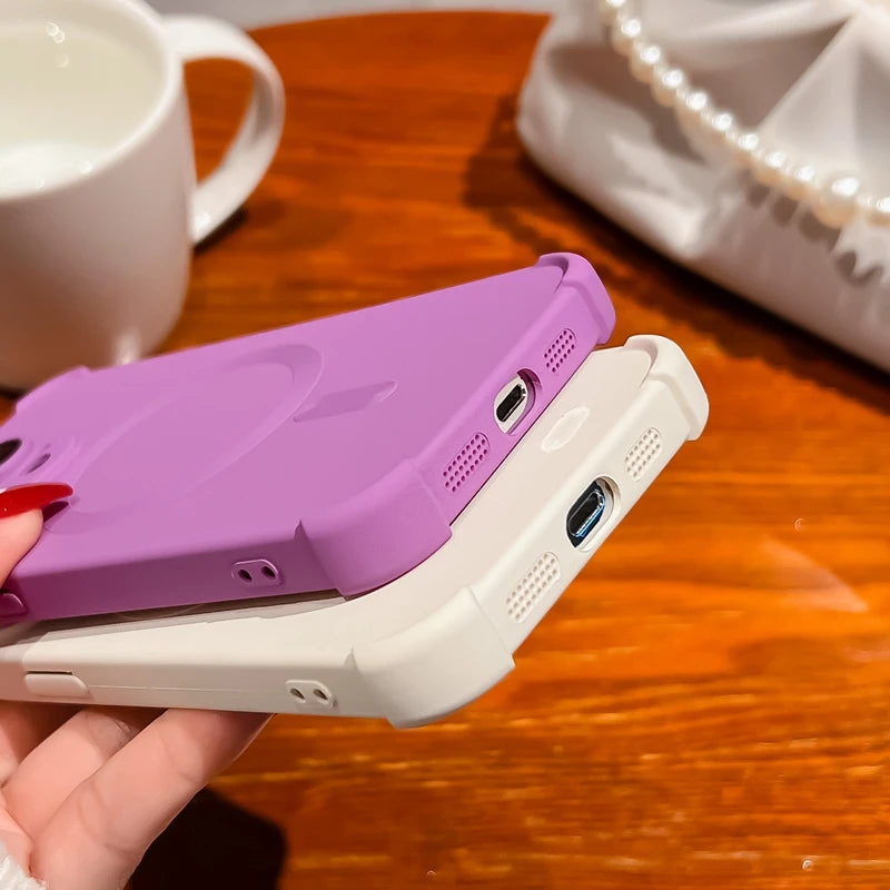 Luxury iPhone Case with Magsafe and Wireless Charging, Soft Camera Lens Protection, Shockproof and Anti-fingerprint Cover