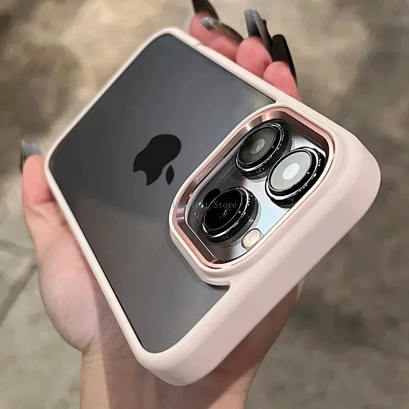 High Quality Transparent Silicone Phone Case for iPhone, Metal Frame Case, Shockproof Bumper Cover