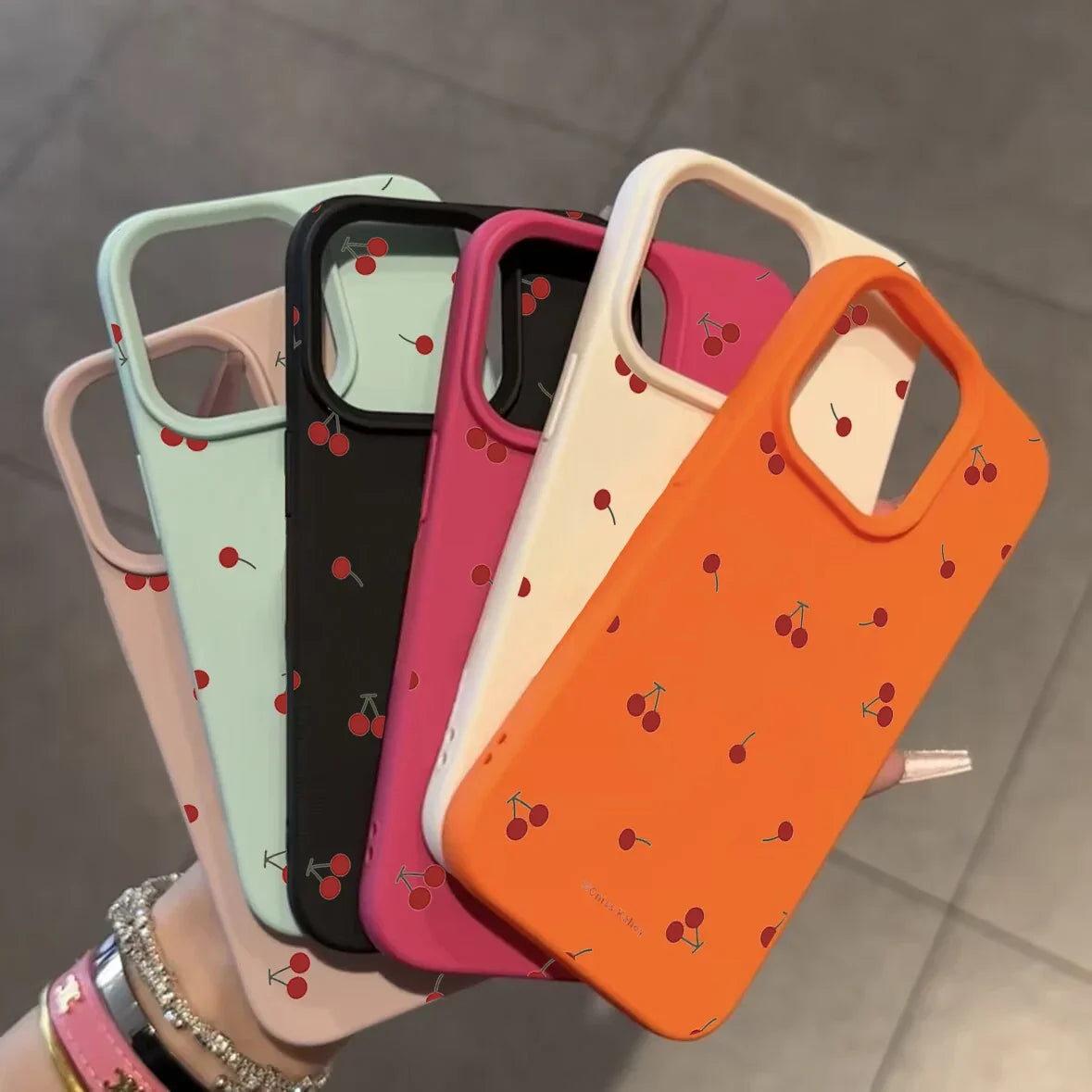 High Quality Silicone Phone Case, Cherry Design, Full Coverage Case, Shockproof Resistant