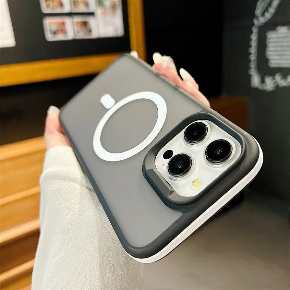 Luxury Magnetic and Magsafe Phone Case for iPhone, Translucent Material, Shockproof Case, Wireless and Magnetic Charging