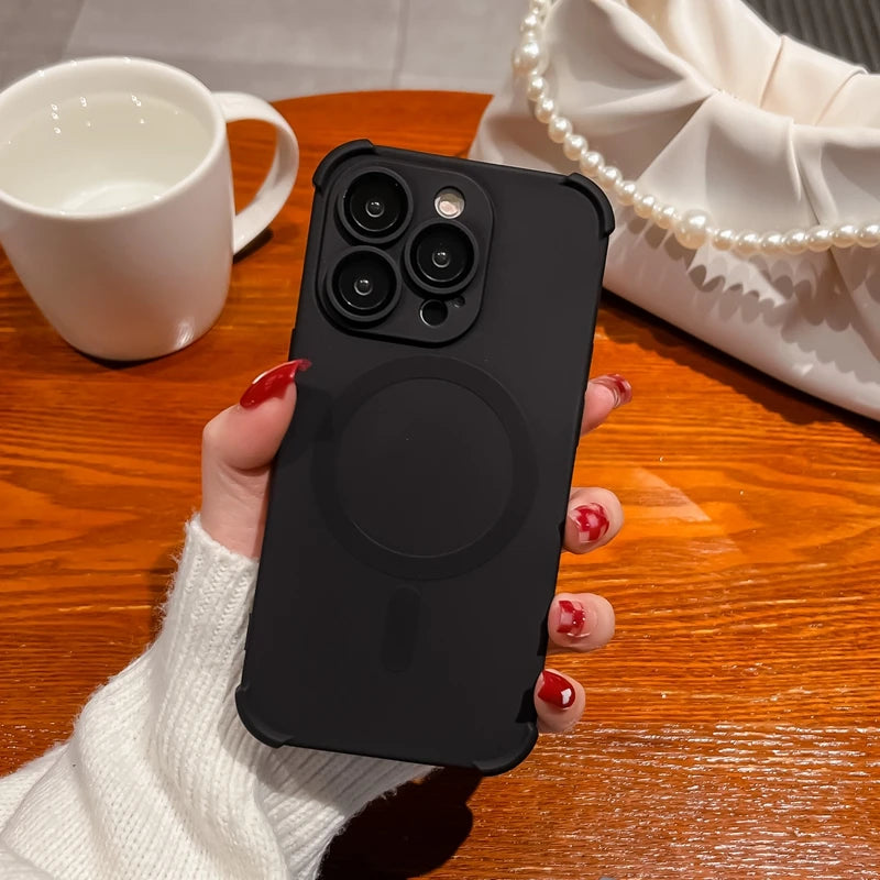 Luxury iPhone Case with Magsafe and Wireless Charging, Soft Camera Lens Protection, Shockproof and Anti-fingerprint Cover
