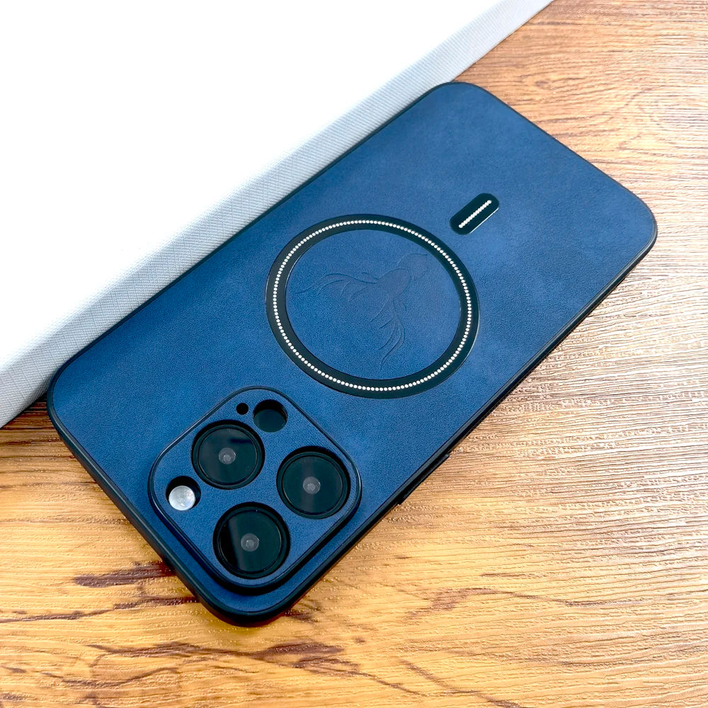 Luxury Deer Leather Case For iPhone, MagSafe Wireless Charging, Full Cover, Camera Lens Protection.