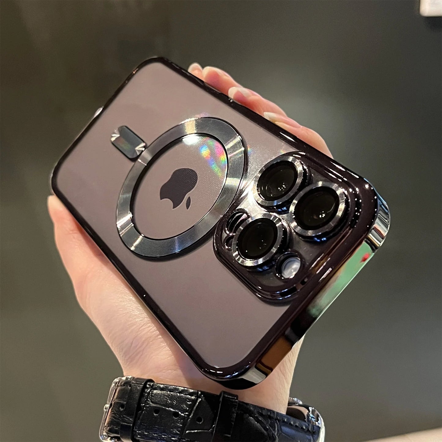 Luxury Plating iPhone Case, Magsafe Wireless Charge Case For iPhone 16 15 14 Plus 13 12 11, Clear Soft Magnetic Cover