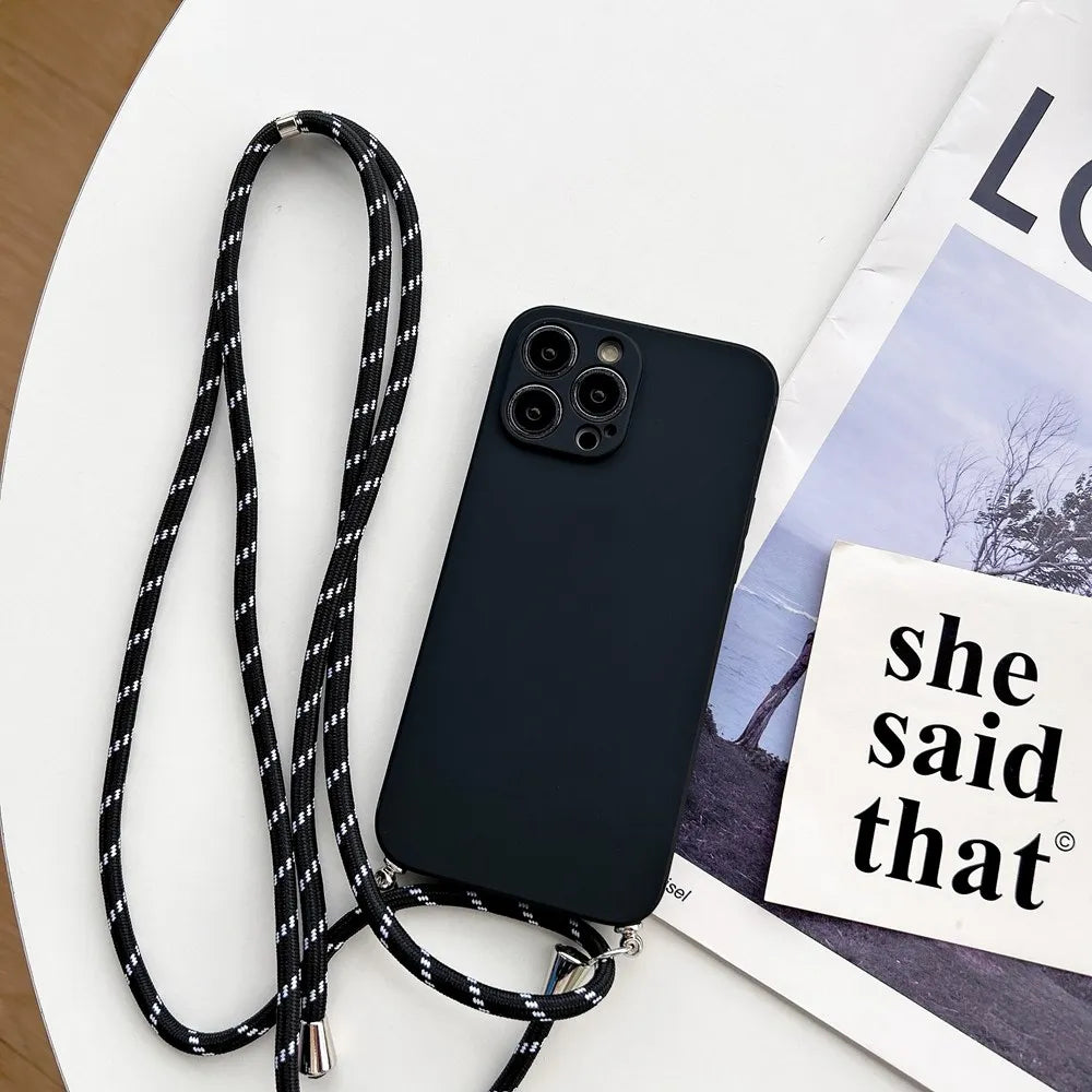 Premium Crossbody Silicone Case For iPhone, All Around Protection iPhone Case with Camera Lens Protection
