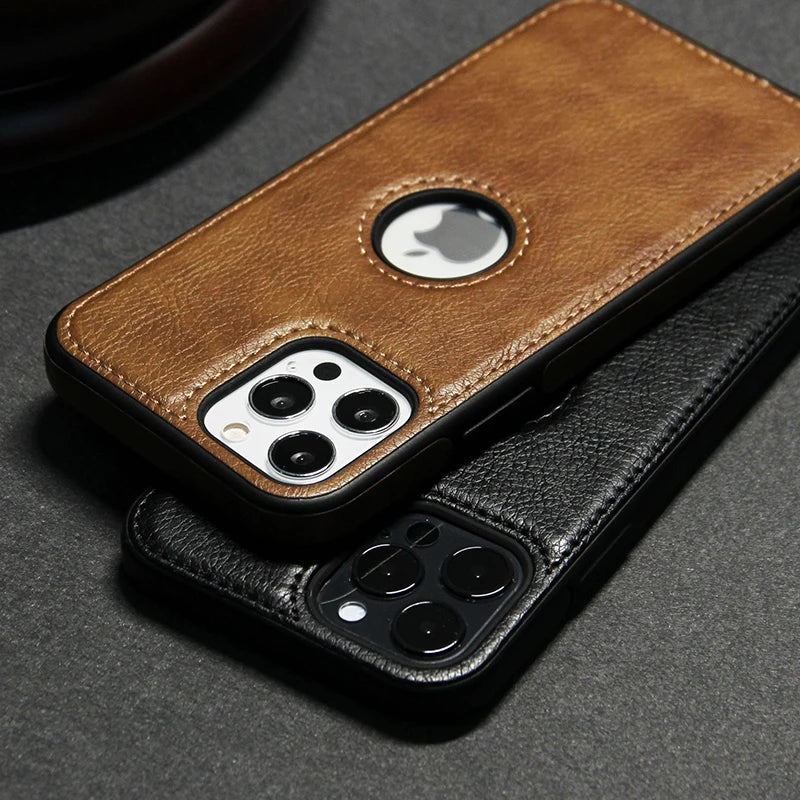 High Quality Leather iPhone Case, Ultra-Thin Texture, Bumper Cover Phone Case With Camera Lens Protection, Premium Protective Cover