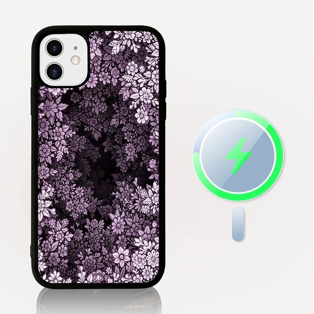 Unique Flower Design Phone Case for iPhone, Mag Safe Magnetic Wireless Charge Case For iPhone