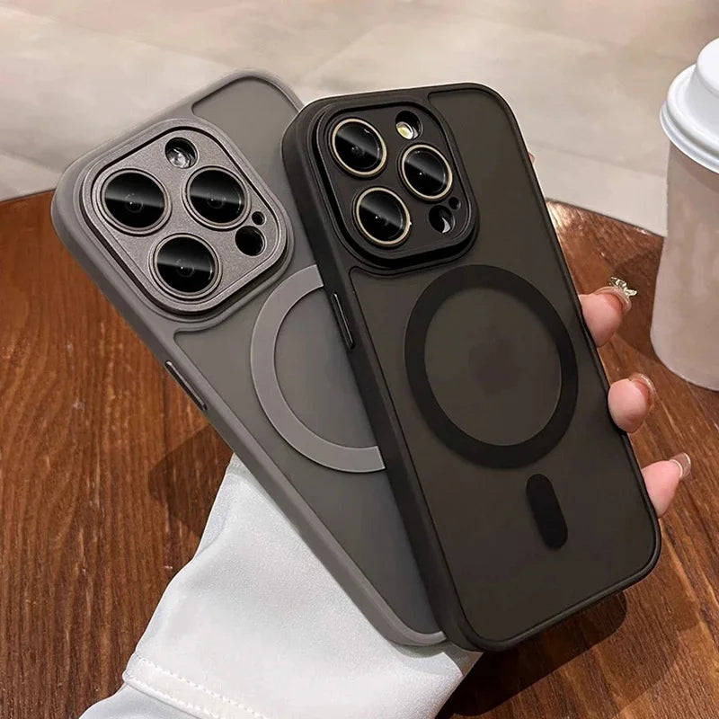 Premium Magnetic Phone Case, Luxury Matte Translucent Case, Shockproof Resistant, MagSafe Wireless Charging