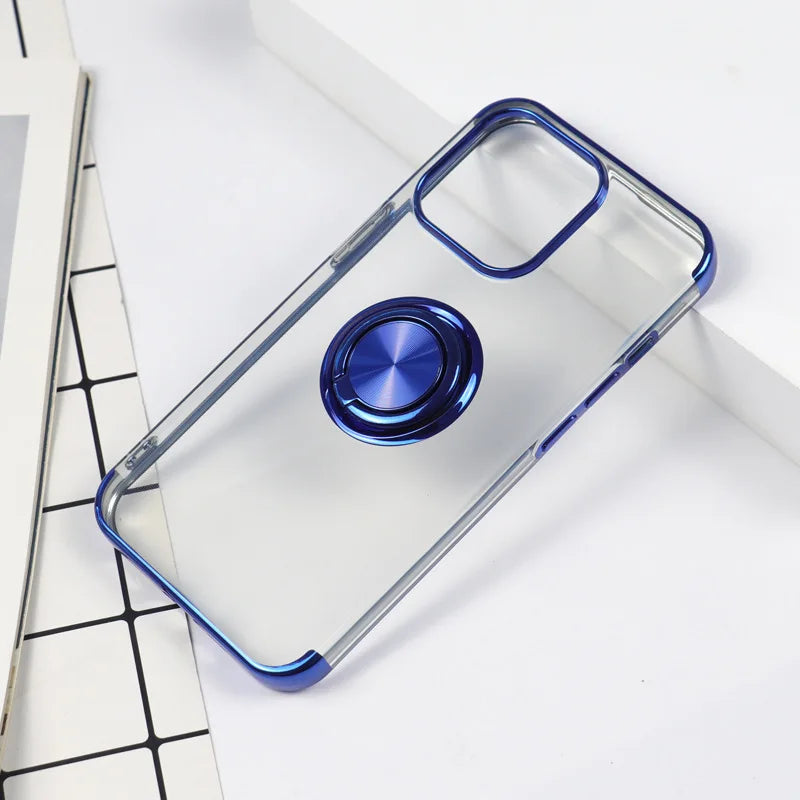High Quality iPhone Case With Ring Holder Phone Case For IPhone 16 15 14 Pro Max 13 12,Transparent Back Cover, Premium Material, Magnetic Ring Holder