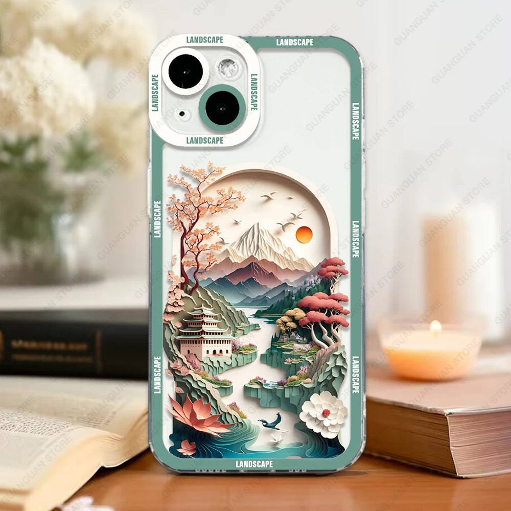 Premium Quality Art Oil Painting Design Case For iPhone, Soft Silicon Case, Magsafe Case With Camera Lens Protection, Bumper Cover Case