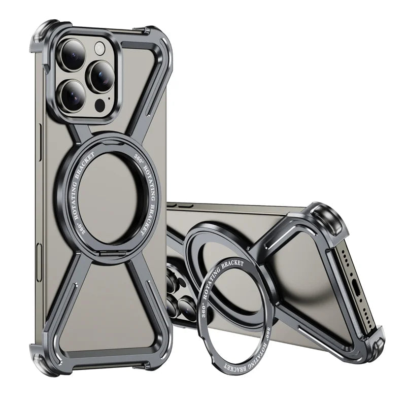 Military Armor Magnetic Phone Case For iPhone, Metal Ring Stand, Shockproof Protection Case, Unique Design