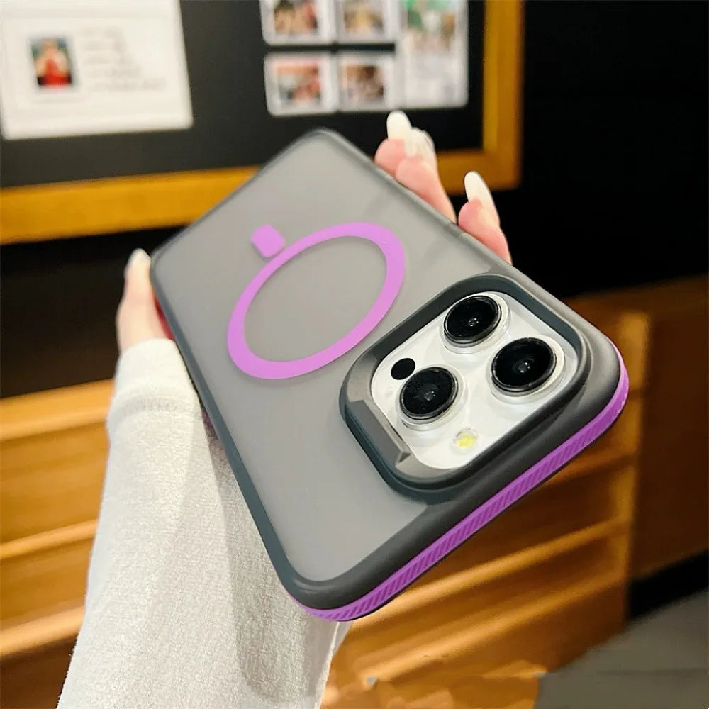 Luxury Magnetic and Magsafe Phone Case for iPhone, Translucent Material, Shockproof Case, Wireless and Magnetic Charging