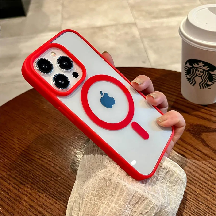 Luxury Magnetic and Wireless Charging Phone Case, Magsafe Case for iPhone, Shockproof and Soft Transparent Bumper Cover