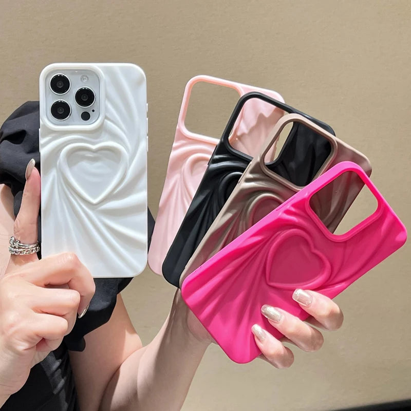 High Quality 3D Heart Design Silicone iPhone Case, Heavy Duty, Bumper Cover Phone Case