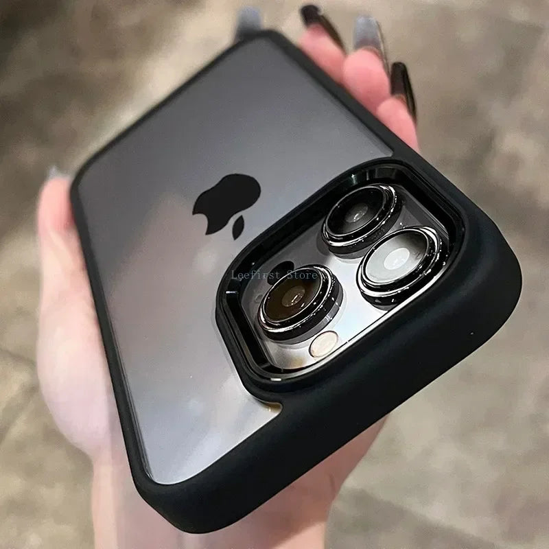 High Quality Transparent Silicone Phone Case for iPhone, Metal Frame Case, Shockproof Bumper Cover