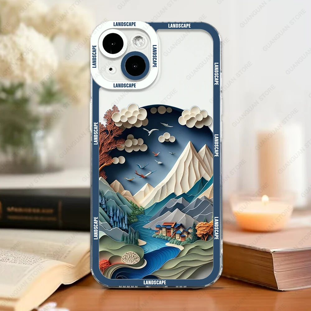 Premium Quality Art Oil Painting Design Case For iPhone, Soft Silicon Case, Magsafe Case With Camera Lens Protection, Bumper Cover Case
