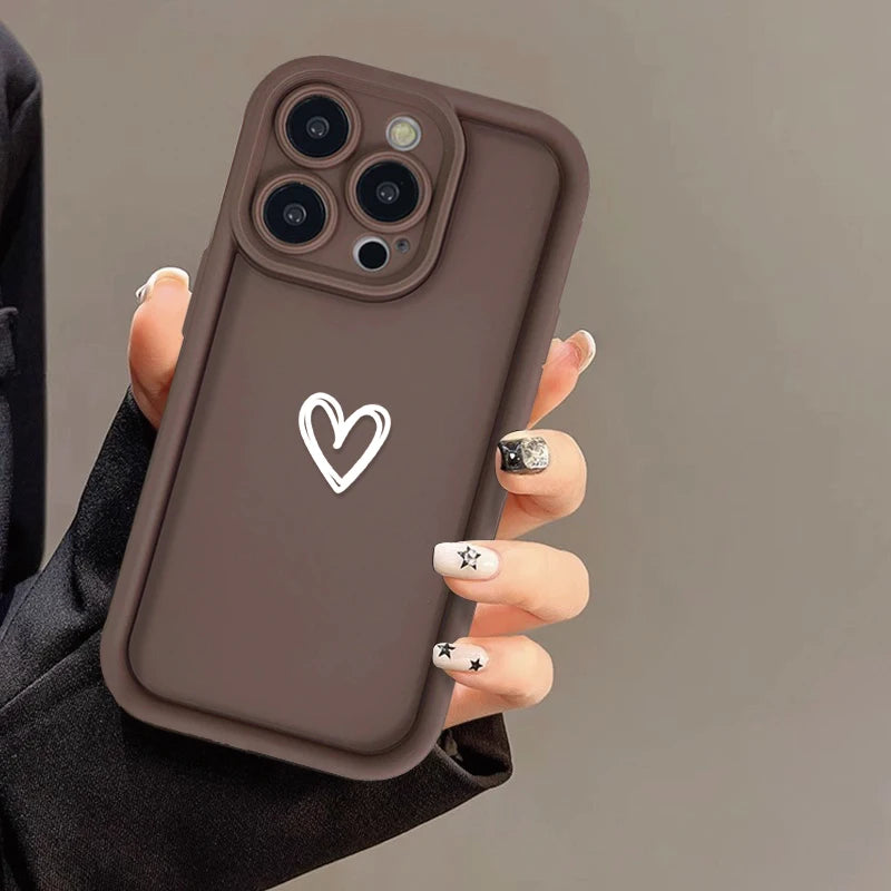 Luxury Love Heart Case For iPhone, High Quality Phone Case, Soft Silicone Phone Bumper with Heart Design, Shockproof Resistant.