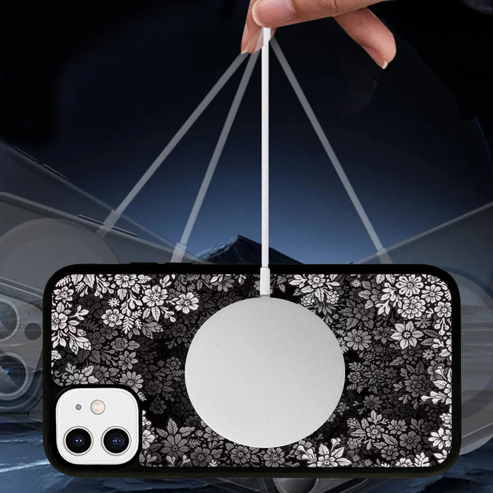 Unique Flower Design Phone Case for iPhone, Mag Safe Magnetic Wireless Charge Case For iPhone