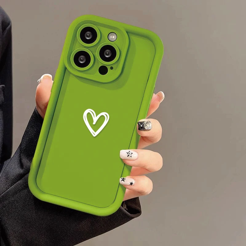 Luxury Love Heart Case For iPhone, High Quality Phone Case, Soft Silicone Phone Bumper with Heart Design, Shockproof Resistant.