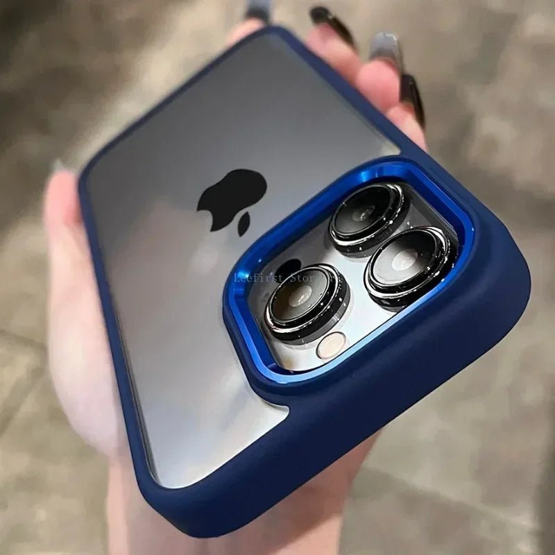 High Quality Transparent Silicone Phone Case for iPhone, Metal Frame Case, Shockproof Bumper Cover