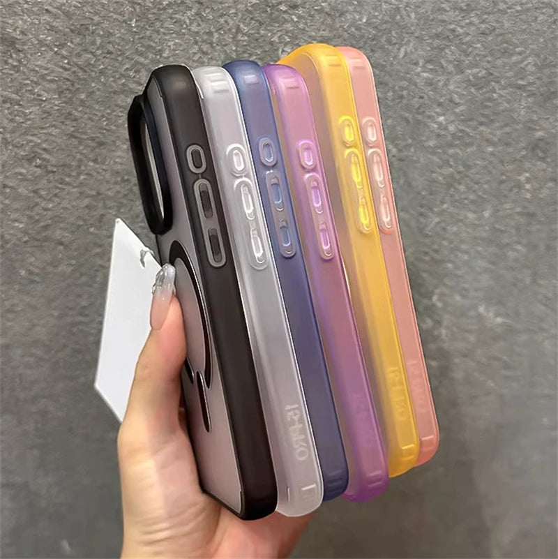 High Quality Translucent Material, For MagSafe Magnetic and Wireless Charging Case For iPhone, Jelly Bumper Shockproof Cover