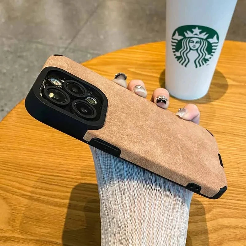High Quality Silicone Leather Phone Case For iPhone 15 16 12 11 14, Camera Lens Protection Bumper Full Cover