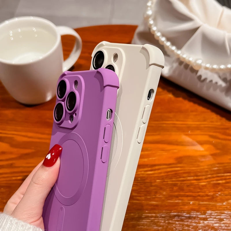 Luxury iPhone Case with Magsafe and Wireless Charging, Soft Camera Lens Protection, Shockproof and Anti-fingerprint Cover