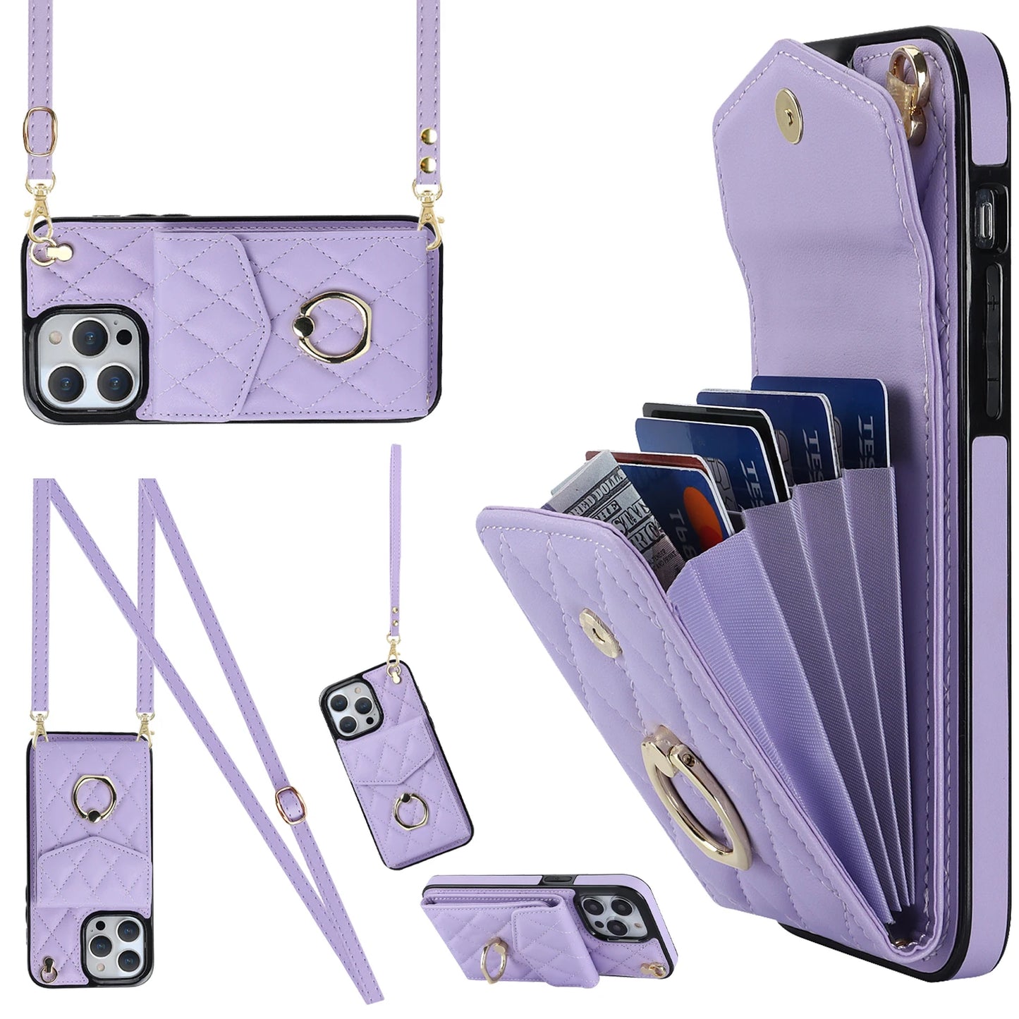 High Quality Crossbody Leather Case for iPhone with Wallet, Premium Leather, All Around Protection Phone Case.